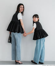 Japanese style V-neck lotus leaf stitching babydoll vest