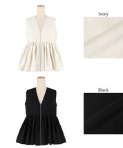 Japanese style V-neck lotus leaf stitching babydoll vest