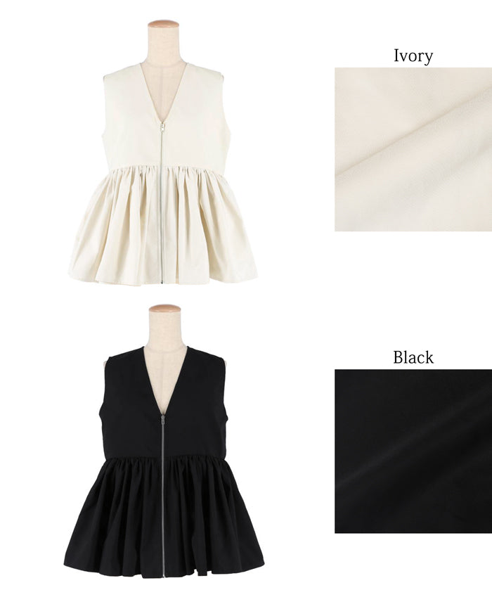 Japanese style V-neck lotus leaf stitching babydoll vest