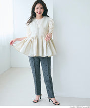 Japanese style V-neck lotus leaf stitching babydoll vest