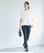 Balloon hem slim short sleeve babydoll