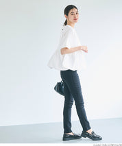 Balloon hem slim short sleeve babydoll