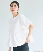 Balloon hem slim short sleeve babydoll