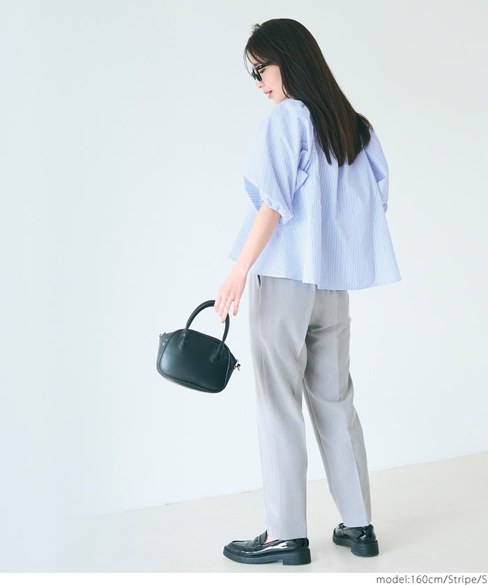 Japanese style puff sleeve A-line shirt