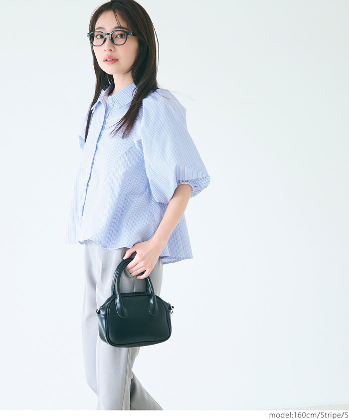 Japanese style puff sleeve A-line shirt