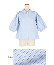 Japanese style puff sleeve A-line shirt