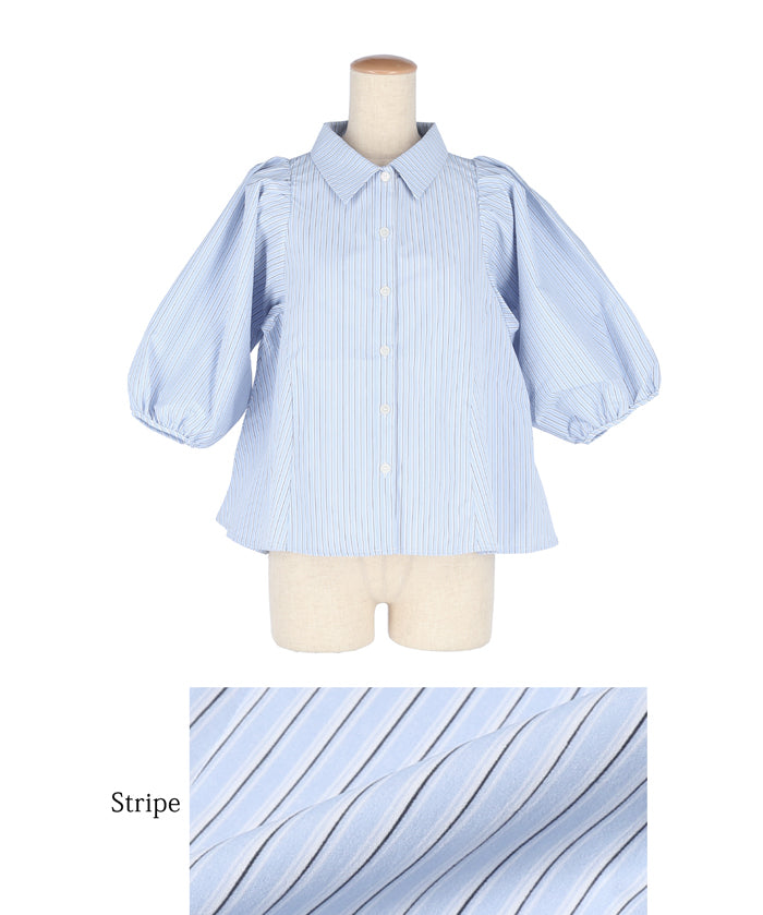 Japanese style puff sleeve A-line shirt