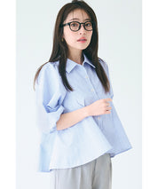 Japanese style puff sleeve A-line shirt