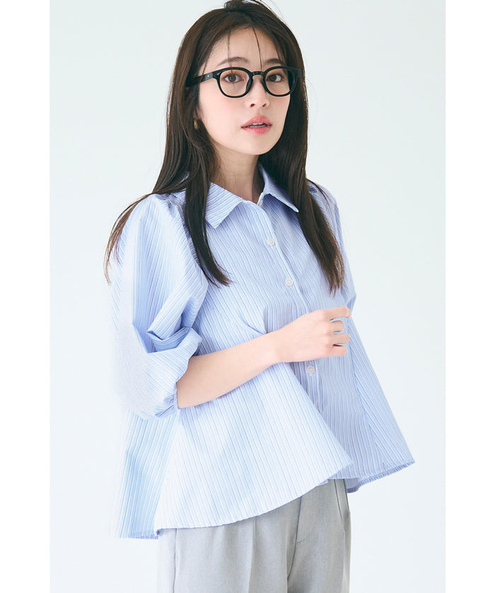 Japanese style puff sleeve A-line shirt