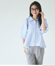 Japanese style puff sleeve A-line shirt