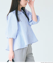 Japanese style puff sleeve A-line shirt
