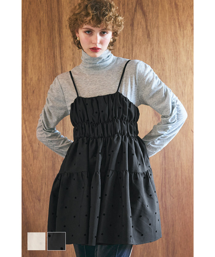 Flocked polka dot cami tunic