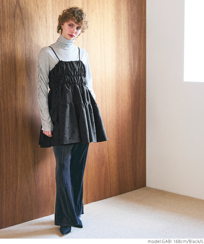 Flocked polka dot cami tunic