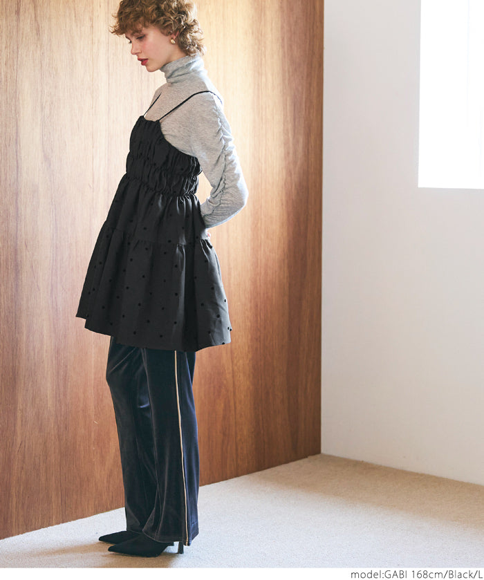 Flocked polka dot cami tunic