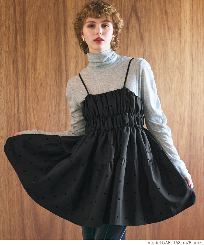 Flocked polka dot cami tunic