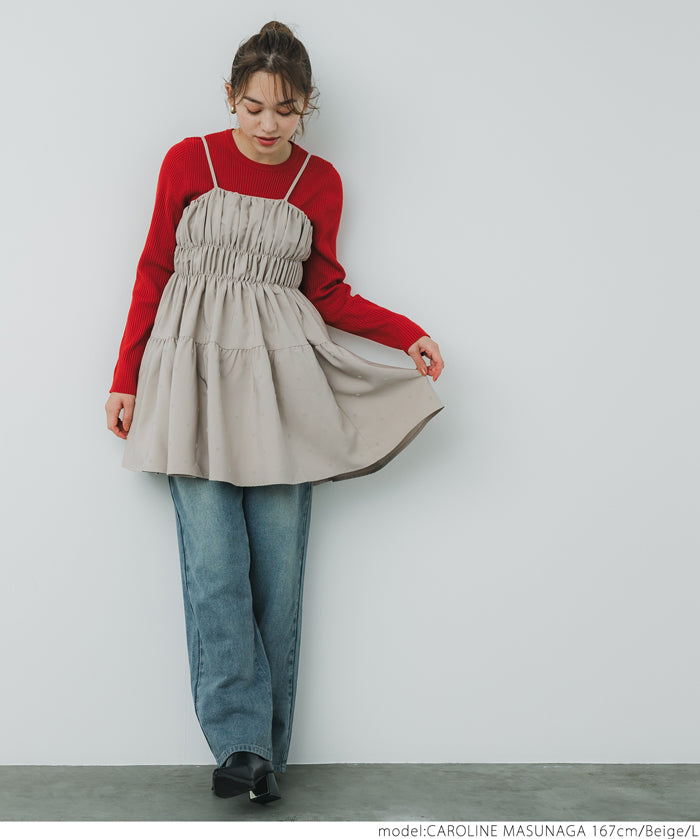 Flocked polka dot cami tunic