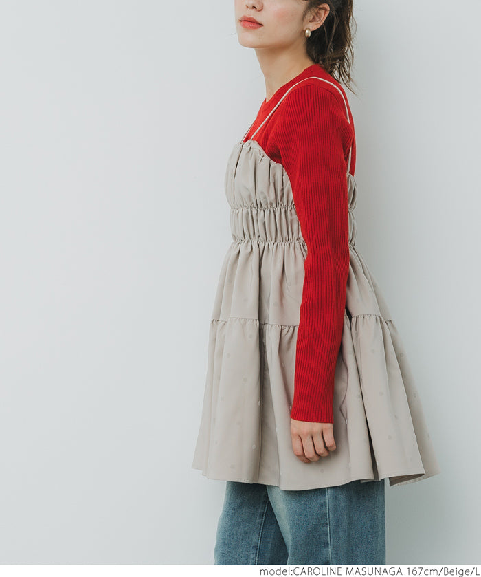 Flocked polka dot cami tunic