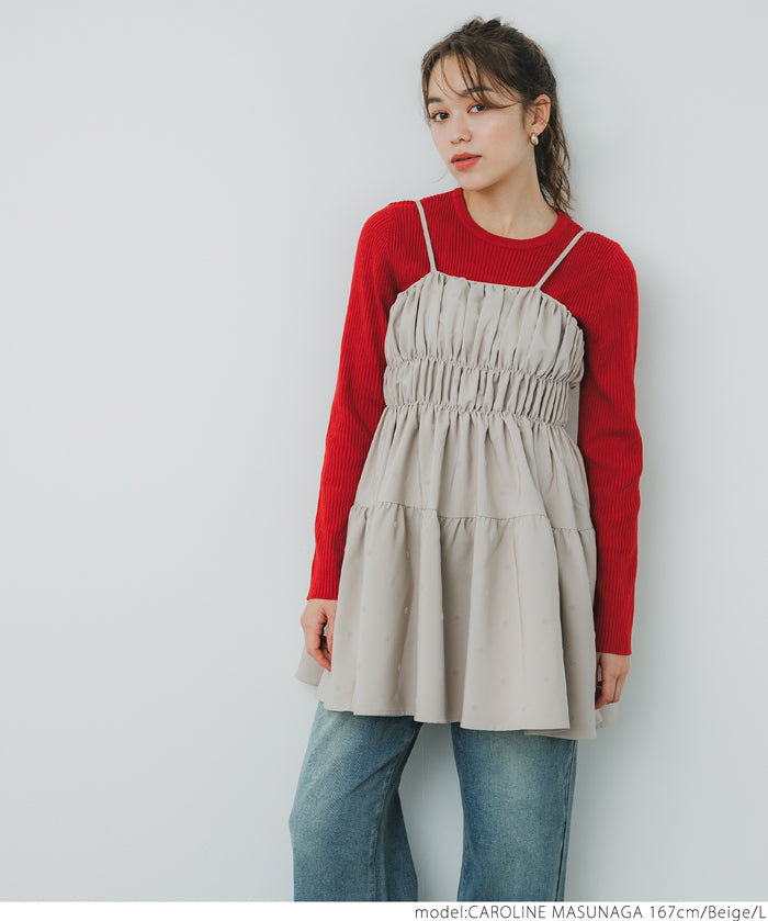 Flocked polka dot cami tunic