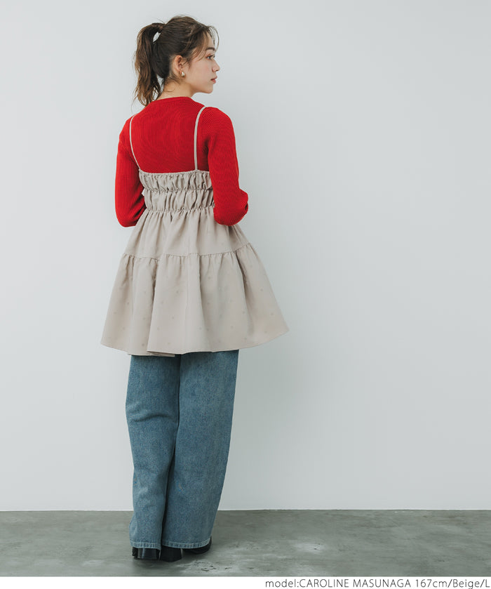 Flocked polka dot cami tunic