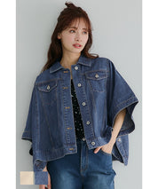 Denim cape jacket