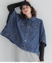 Denim cape jacket