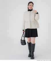 Quilted gathered blouson with pearls