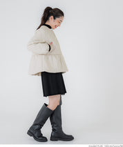 Quilted gathered blouson with pearls