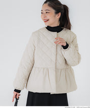 Quilted gathered blouson with pearls