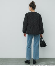 Quilted gathered blouson with pearls