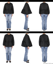 Quilted gathered blouson with pearls