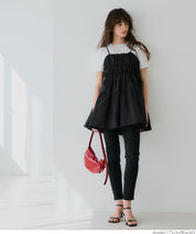 Japanese style mid-length vest with ruched spaghetti straps