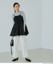 Japanese style mid-length vest with ruched spaghetti straps