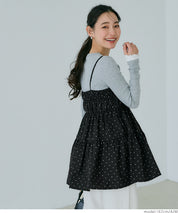 Japanese style mid-length vest with ruched spaghetti straps