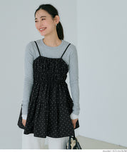 Japanese style mid-length vest with ruched spaghetti straps