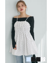 Japanese style mid-length vest with ruched spaghetti straps