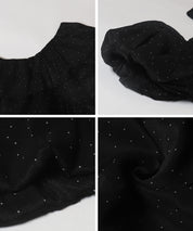 Two-Way Neck Puff Short Sleeve Ruffled Cropped Top