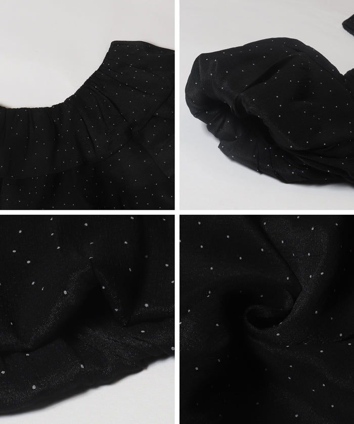 Two-Way Neck Puff Short Sleeve Ruffled Cropped Top