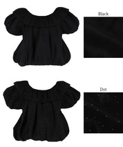 Two-Way Neck Puff Short Sleeve Ruffled Cropped Top