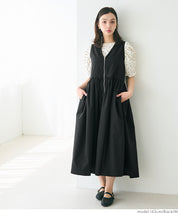 V-neck front zip-up dress