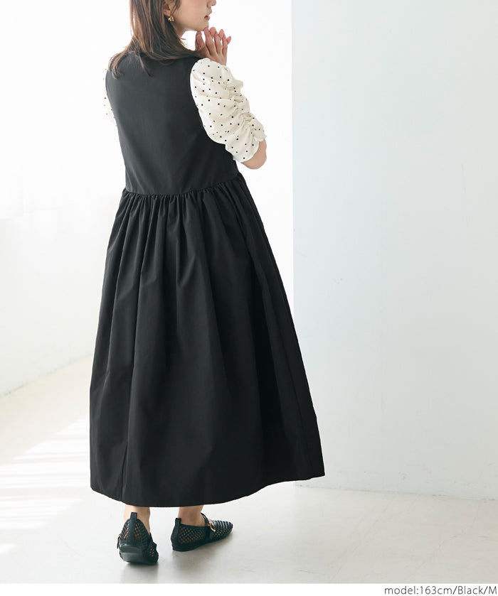 V-neck front zip-up dress