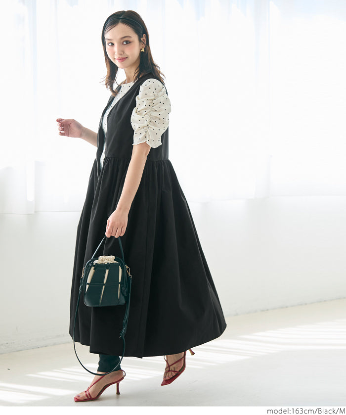 V-neck front zip-up dress