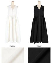 V-neck front zip-up dress