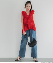 Tulle Layered V-Neck Vest