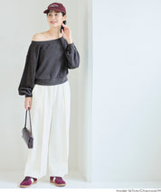 Off-shoulder cotton blend long-sleeved sweatshirt