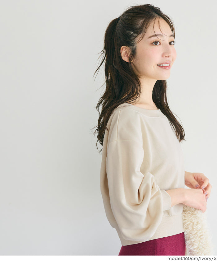 Off-shoulder cotton blend long-sleeved sweatshirt