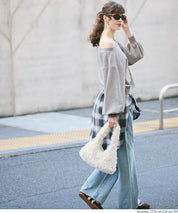 Off-shoulder cotton blend long-sleeved sweatshirt