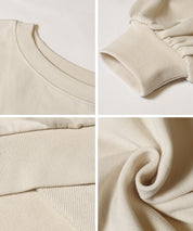 Off-shoulder cotton blend long-sleeved sweatshirt