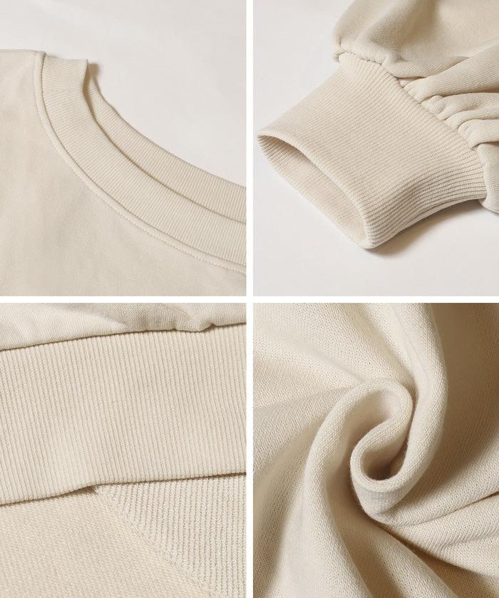 Off-shoulder cotton blend long-sleeved sweatshirt