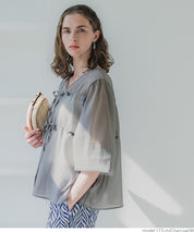 Dopamine Candy Color Pleated Sheer Long Sleeve Shirt