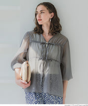 Dopamine Candy Color Pleated Sheer Long Sleeve Shirt